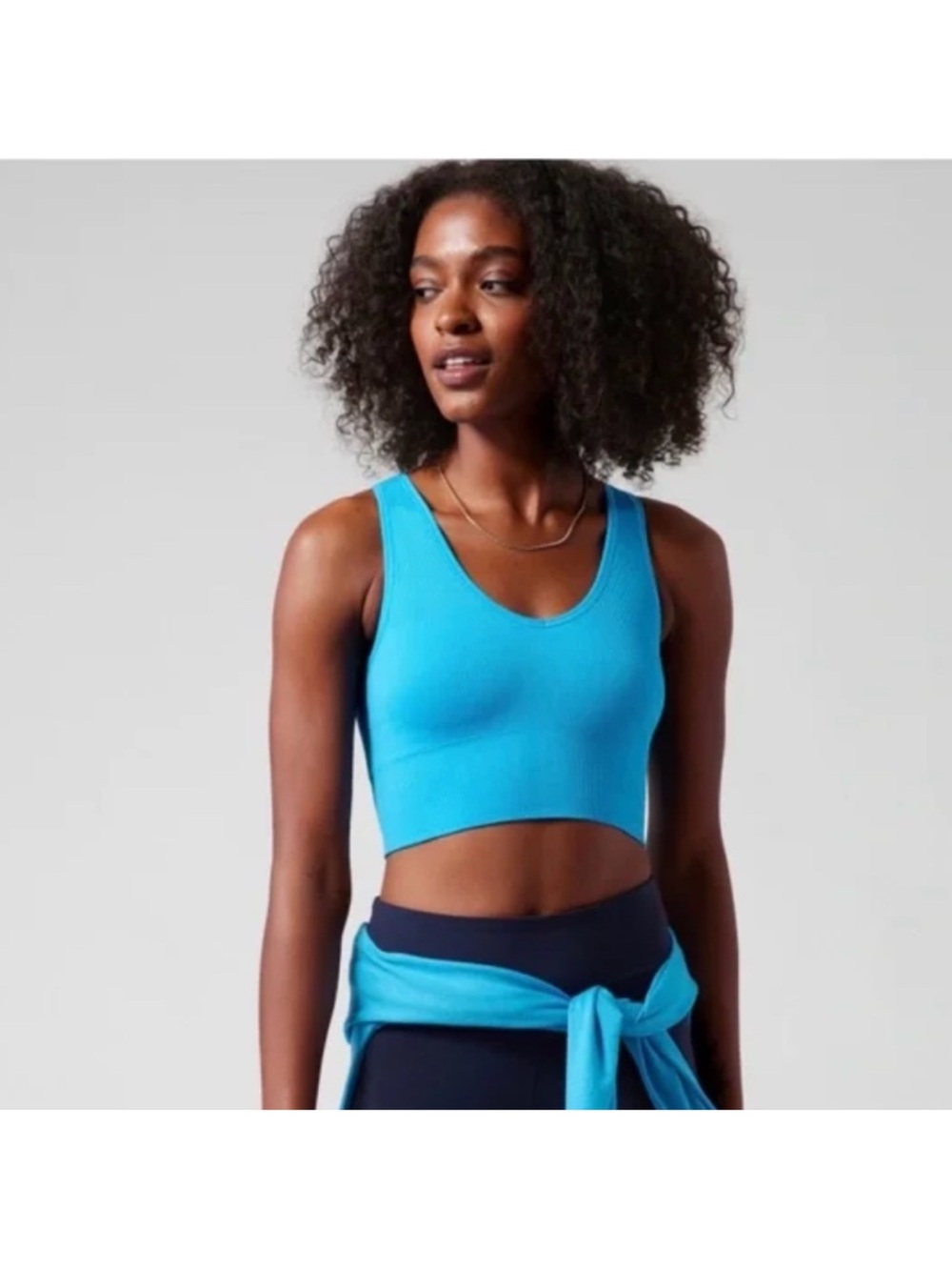 Santorini Blue Athleta Ribbed Cropped Tank Top